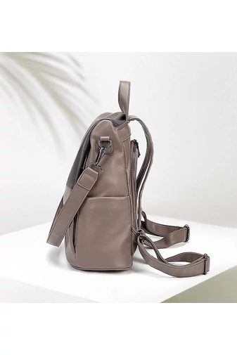 Rucsac Bonluo Elegant Khaki Cu Gri Din Imitatie De Piele Dimensiune (33*32*14cm)