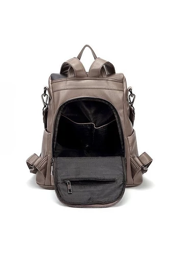 Rucsac Bonluo Elegant Khaki Cu Gri Din Imitatie De Piele Dimensiune (33*32*14cm)