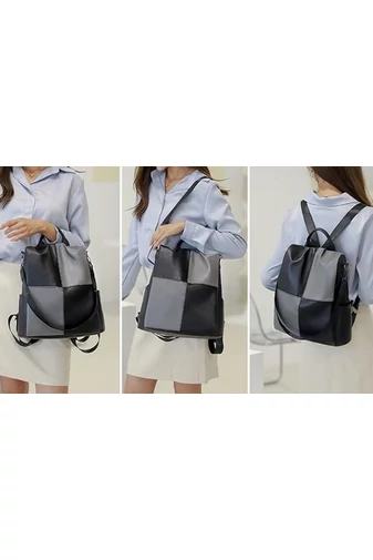 Rucsac Bonluo Elegant Khaki Cu Gri Din Imitatie De Piele Dimensiune (33*32*14cm)