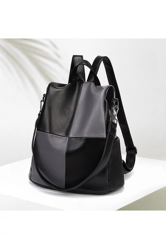 Rucsac Bonluo Elegant Negru Cu Gri Din Imitatie De Piele Dimensiune (33*32*14cm)