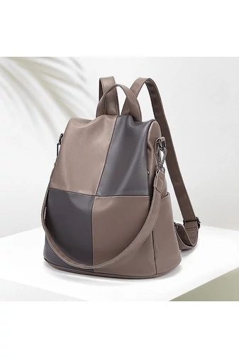Rucsac Bonluo Elegant Khaki Cu Gri Din Imitatie De Piele Dimensiune (33*32*14cm)