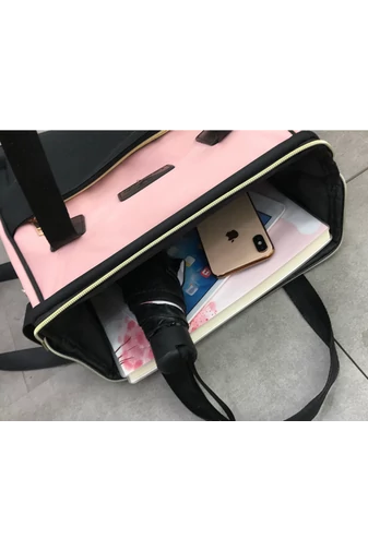 Geantă De Voiaj Bonluo Roz Cu Negru Pe Roți 2În1 Rucsac Multifuncțional Ideală Pentru Călătorii Confortabile Și Organizate Dimensiune (50*34*21cm)