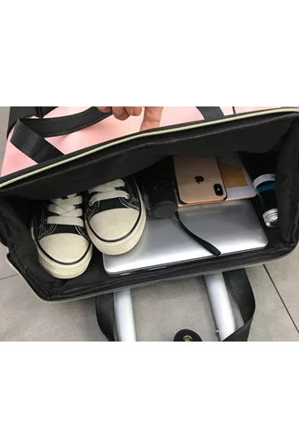 Geantă De Voiaj Bonluo Roz Cu Negru Pe Roți 2În1 Rucsac Multifuncțional Ideală Pentru Călătorii Confortabile Și Organizate Dimensiune (50*34*21cm)
