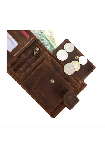 Portofel Bărbați Maro Model Caine Din Piele Naturală Dimensiune (9*12*2cm)
