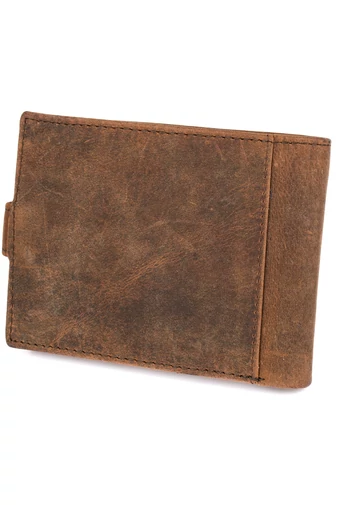Portofel Maro Din Piele Naturală  Model Pește Gravat Vintage Cu Protecție RFID Și Compartimente Multiple(9*12*2cm)