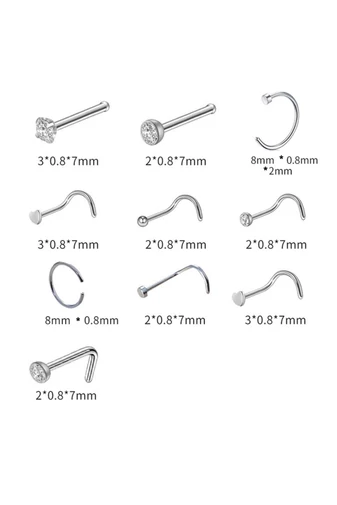 Set Piercing Pentru Nas Dispozitiv De Perforare Cu Ac Din Oțel Medical Cu 1 Tampon Steril Cu 21 Bijuterii Cu Pietre Strălucitoare