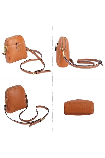 Geantă Crossbody Mini Bonluo Maro Din Piele Naturală Dimensiune (20*14*8cm)