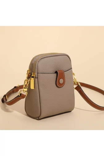 Geantă Crossbody Mini Bonluo Khaki Din Piele Naturală Dimensiune (20*14*8cm)