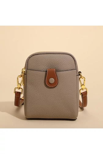 Geantă Crossbody Mini Bonluo Khaki Din Piele Naturală Dimensiune (20*14*8cm)