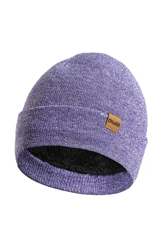 Set Căciulă, Fular Și Mănuși Pentru Dame Bonluo Violet Închis 