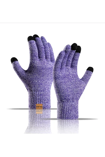 Set Căciulă, Fular Și Mănuși Pentru Dame Bonluo Violet Închis 