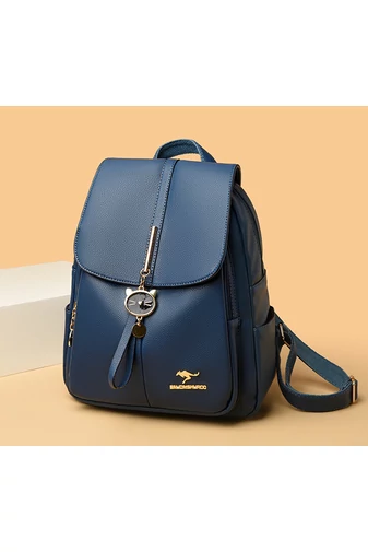 Bonluo Rucsac Damă Albastru Închis Din Imitație Piele Accesorizat Cu Cap De Pisicuță (30x25x13cm)