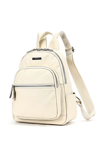 Rucsac Damă Mini Alb Bonluo Din Piele Naturală Dimensiune (27*22*11cm)