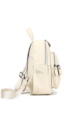 Rucsac Damă Mini Alb Bonluo Din Piele Naturală Dimensiune (27*22*11cm)