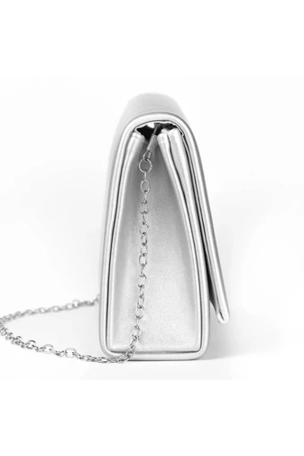 R&amp;J Geantă  Argintie Eleganta Tip Plic Dimensiune (22x13x5,5cm)