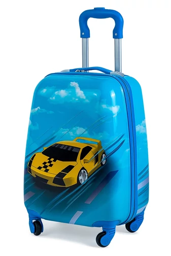 Troler Albastru Pentru Copii Model Mașinuță Din Material Rigid Dimensiune(46*20*32cm)
