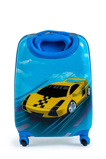 Troler Albastru Pentru Copii Model Mașinuță Din Material Rigid Dimensiune(46*20*32cm)