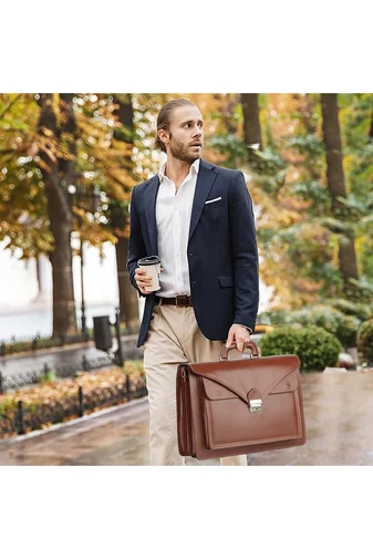 Maxmoda Servietă Neagră Unisex Din Piele Naturală De Dimensiune Mare