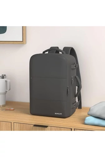 Rucsac Negru Bonluo Multifuncțională Cu Spațiu Laptop 15.6inch Dimensiunea Wizzair (40*30*20cm)