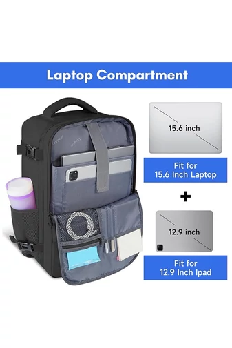 Rucsac Negru Bonluo Multifuncțională Cu Spațiu Laptop 15.6inch Dimensiunea Wizzair (40*30*20cm)