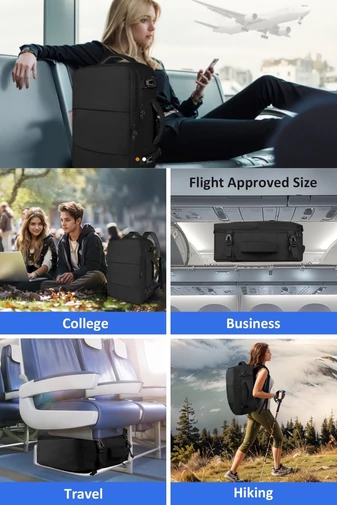 Rucsac Negru Bonluo Multifuncțională Cu Spațiu Laptop 15.6inch Dimensiunea Wizzair (40*30*20cm)