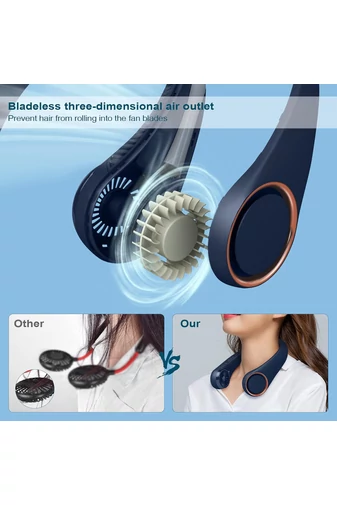 Ventilator Portabil Pentru Gât Albastru Cu Design Ergonomic 3 Viteze Fără Elice Ideal Pentru Vara