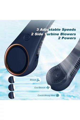 Ventilator Portabil Pentru Gât Albastru Cu Design Ergonomic 3 Viteze Fără Elice Ideal Pentru Vara
