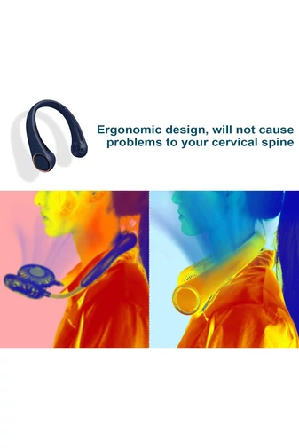 Ventilator Portabil Pentru Gât Albastru Cu Design Ergonomic 3 Viteze Fără Elice Ideal Pentru Vara