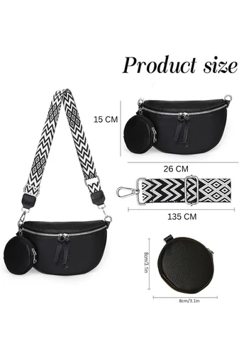 Geantă Crossbody Neagră Din Piele Naturală Cu Portofel Detasabil Versatilă 26*15*cm