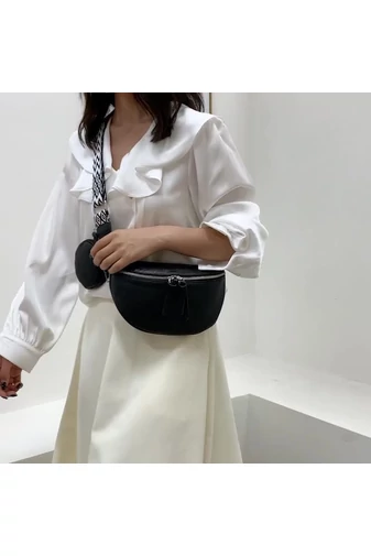 Geantă Crossbody Neagră Din Piele Naturală Cu Portofel Detasabil Versatilă 26*15*cm