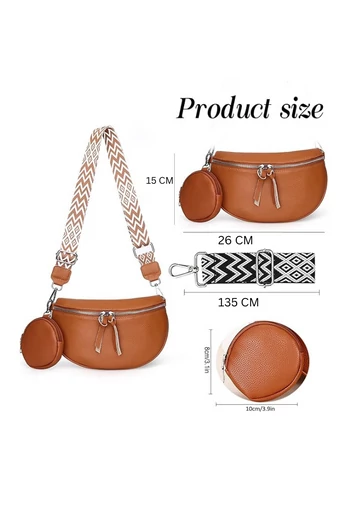 Geantă Crossbody Maro Din Piele Naturală Cu Portofel Detasabil Versatilă 26*15*cm