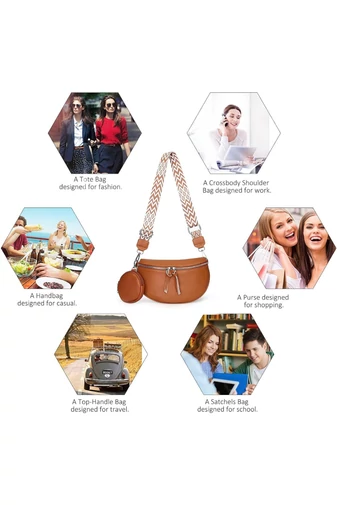 Geantă Crossbody Maro Din Piele Naturală Cu Portofel Detasabil Versatilă 26*15*cm