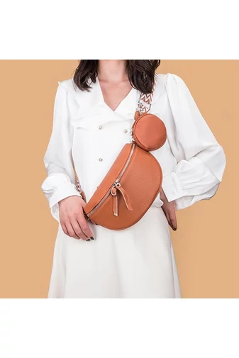 Geantă Crossbody Maro Din Piele Naturală Cu Portofel Detasabil Versatilă 26*15*cm