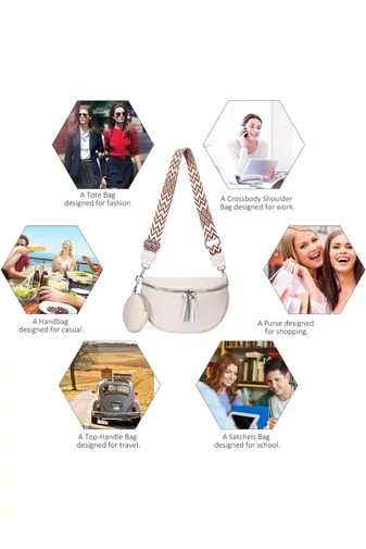 Geantă Crossbody Alba Din Piele Naturală Cu Portofel Detasabil Versatilă 26*15*cm