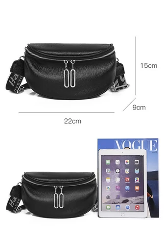 Geanta Crossbody Stil Borseta Neagra Bonluo Din Piele Naturala 22*15*9cm