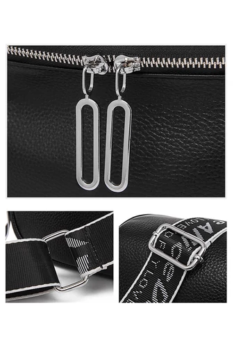 Geanta Crossbody Stil Borseta Neagra Bonluo Din Piele Naturala 22*15*9cm