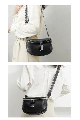Geanta Crossbody Stil Borseta Neagra Bonluo Din Piele Naturala 22*15*9cm
