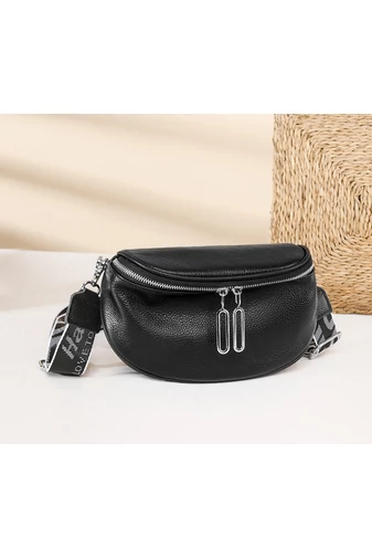 Geanta Crossbody Stil Borseta Neagra Bonluo Din Piele Naturala 22*15*9cm