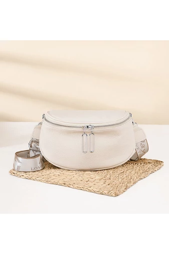 Geanta Crossbody Stil Borseta Alb Laptos Bonluo Din Piele Naturala 22*15*9cm