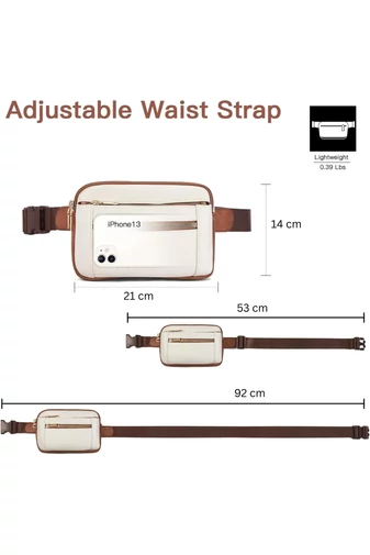 Borsetă Damă Multifuncțională Maro Cu Alb Din Piele PU Curea Reglabilă Bonluo 21*14cm