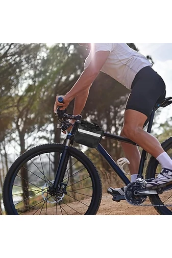 Geanta Dublă Pentru Bicicleta Bonluo Neagră  Din Poliester Impermeabil Cu Benzi Reflectorizante (13*16*5cm)