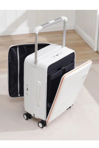 Troler De Cabină Cu Deschidere Dublă Extrem De Rezistent PP Alb Cu Imprimeu 55*39*25cm