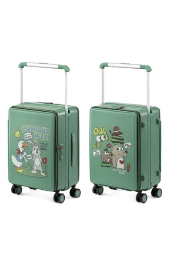 Troler De Cabină Cu Deschidere Dublă Extrem De Rezistent PP Alb Cu Imprimeu 55*39*25cm