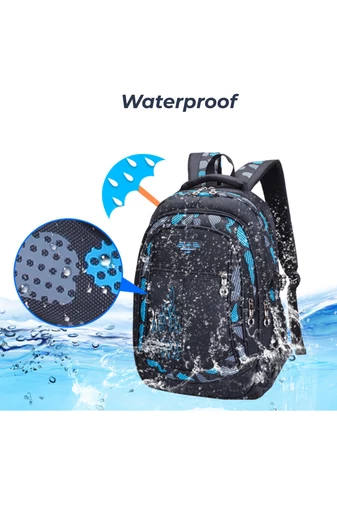 Rucsac Scoala Multifunctional Albastru Cu Negru Spatios Și Impermebil 48*32*22cm