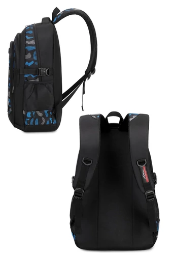 Rucsac Scoala Multifunctional Albastru Cu Negru Spatios Și Impermebil 48*32*22cm