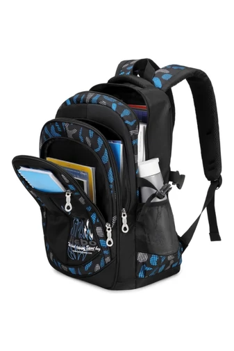 Rucsac Scoala Multifunctional Albastru Cu Negru Spatios Și Impermebil 48*32*22cm