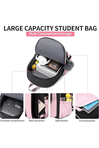 Rucsac Școlar Multifuncțional Spațiu Pentru Laptop 15.6'' Violet Cu Negru 44*31*15cm