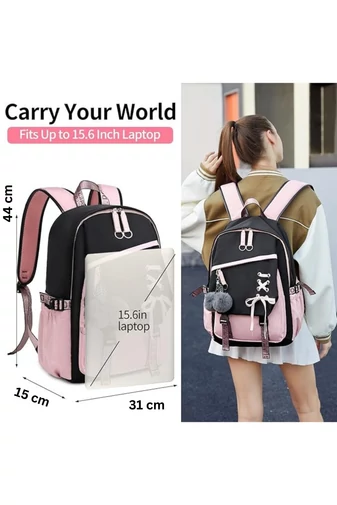 Rucsac Școlar Multifuncțional Spațiu Pentru Laptop 15.6'' Violet Cu Negru 44*31*15cm