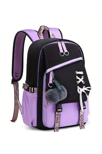 Rucsac Școlar Multifuncțional Spațiu Pentru Laptop 15.6'' Violet Cu Negru 44*31*15cm