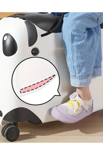 Troler Copii 2în1 Scaun Portabil Din PP În Formă De Panda Negru Cu Alb 37*53*24cm